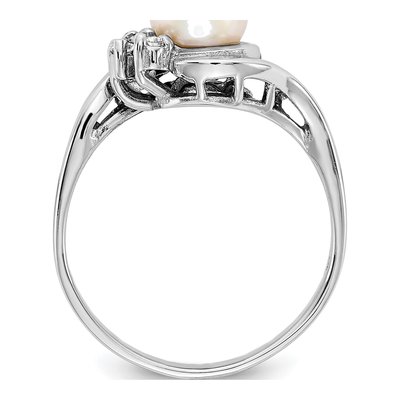 14K White Gold 1/20 ct tw Freshwater Cultured Pearl & Diamond Ring – view 2