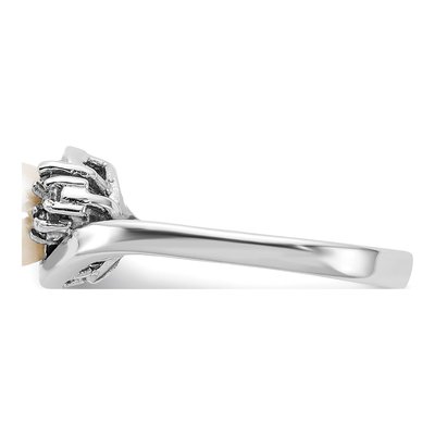 14K White Gold 1/20 ct tw Freshwater Cultured Pearl & Diamond Ring – view 3