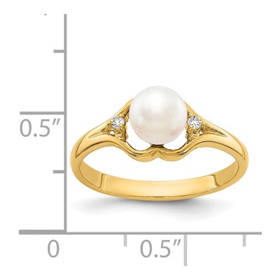 14K Yellow Gold Freshwater Cultured Pearl & Diamond Ring – view 5