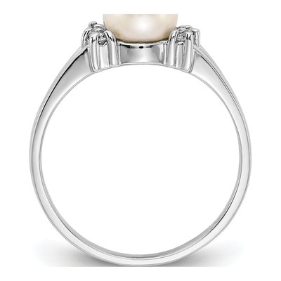 14K White Gold 1/15 ct tw Freshwater Cultured Pearl & Diamond Ring – view 2