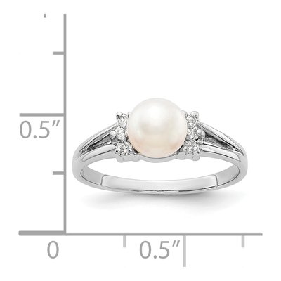 14K White Gold 1/15 ct tw Freshwater Cultured Pearl & Diamond Ring – view 5