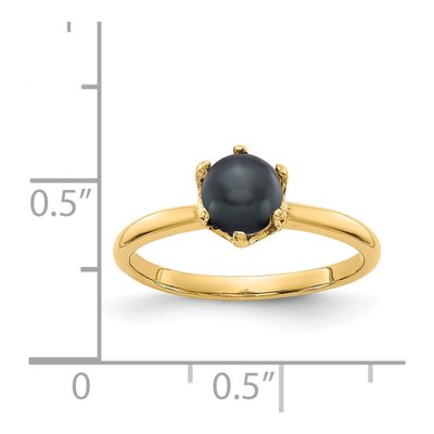 14K Yellow Gold Black Freshwater Cultured Pearl Ring – view 2