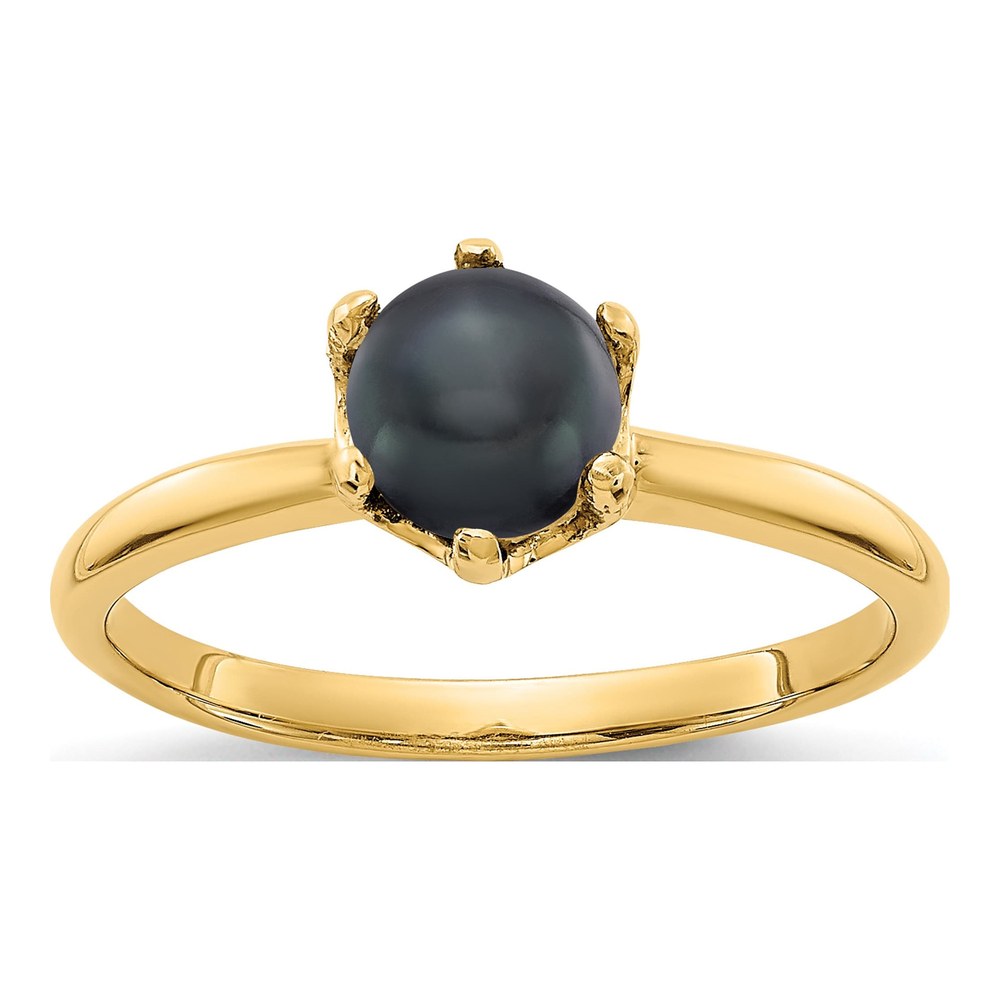 14K Yellow Gold Black Freshwater Cultured Pearl Ring