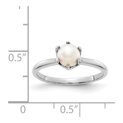 14K White Gold Freshwater Cultured Pearl Ring – view 2