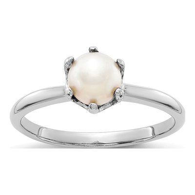 14K White Gold Freshwater Cultured Pearl Ring