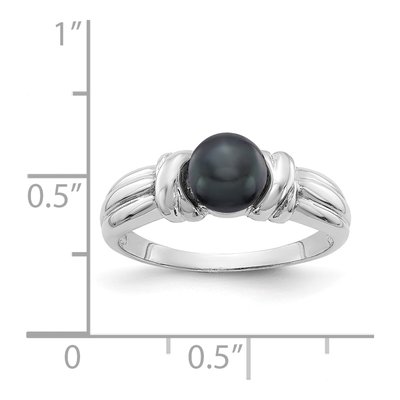 14K White Gold Black Freshwater Cultured Pearl Ring – view 2