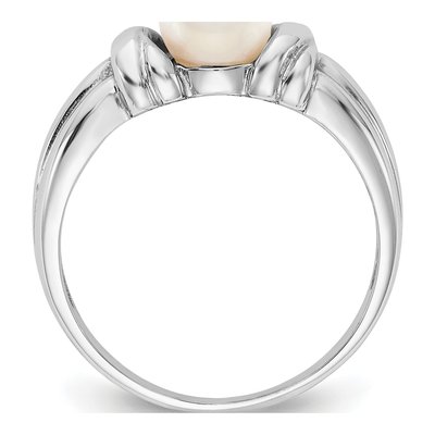 14K White Gold Freshwater Cultured Pearl Ring – view 2