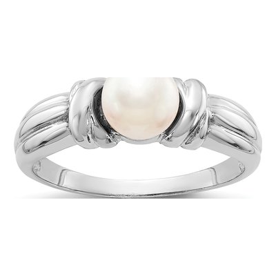 14K White Gold Freshwater Cultured Pearl Ring