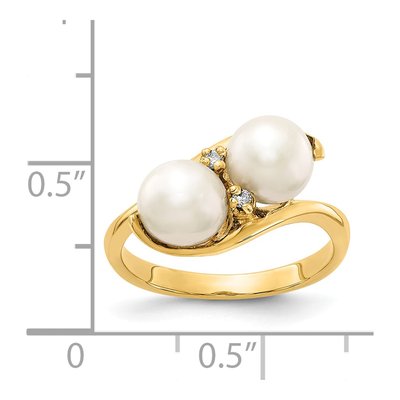 14K Yellow Gold Black Freshwater Cultured Pearl & Diamond Ring – view 2