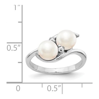 14K White Gold Black Freshwater Cultured Pearl & Diamond Ring – view 2