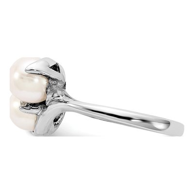 14K White Gold Freshwater Cultured Pearl & Diamond Two-Pearl Ring – view 3