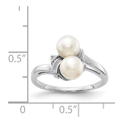 14K White Gold Freshwater Cultured Pearl & Diamond Two-Pearl Ring – view 3