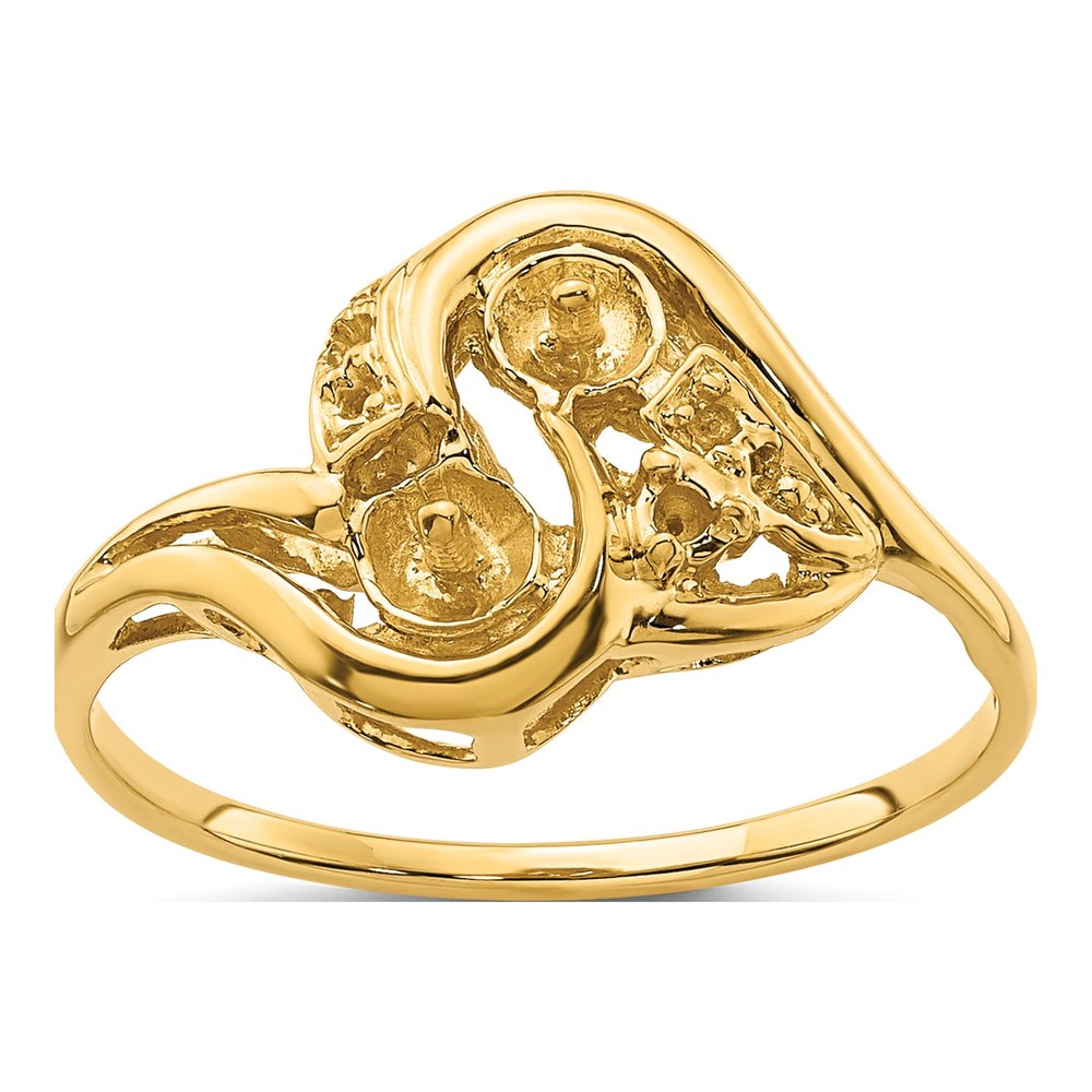14K Yellow Gold Pearl Diamond Ring Mounting