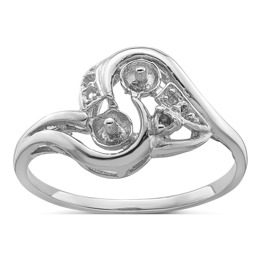 14K White Gold Pearl Diamond Ring Mounting