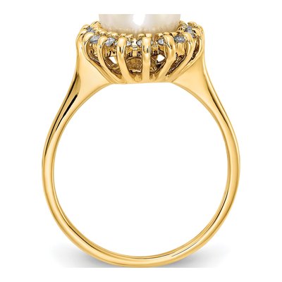 14K Yellow Gold 1/4 ct tw Freshwater Cultured Pearl & Diamond Halo Ring – view 2