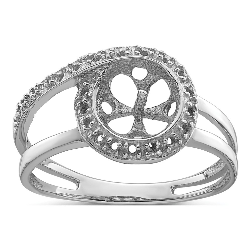 14K White Gold Halo for Pearl Ring Mounting