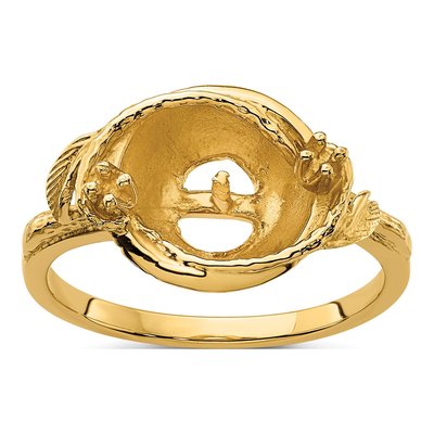 14K Yellow Gold Pearl Swirl Ring Mounting