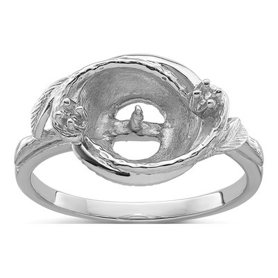 14K White Gold Swirl for Pearl Ring Mounting
