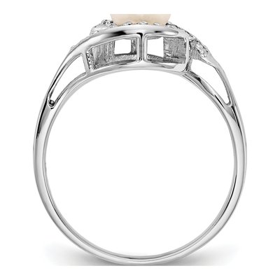 14K White Gold Pearl Diamond Bypass Ring Mounting – view 2