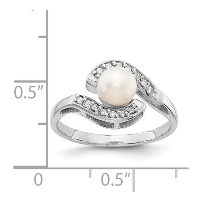 14K White Gold Pearl Diamond Bypass Ring Mounting – view 5