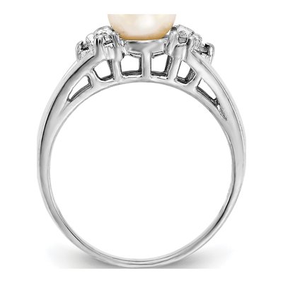 14K White Gold 1/10 ct tw Freshwater Cultured Pearl & Diamond Ring – view 2