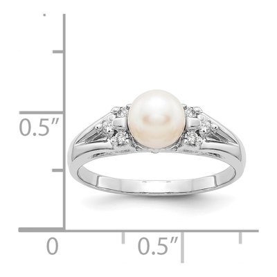 14K White Gold 1/10 ct tw Freshwater Cultured Pearl & Diamond Ring – view 5