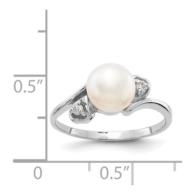 14K White Gold 1/20 ct tw Freshwater Cultured Pearl & Diamond Ring – view 2