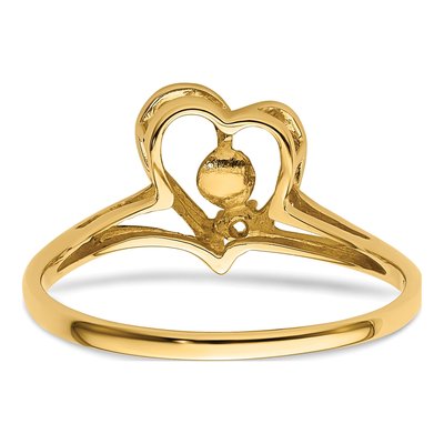 14K Yellow Gold Heart for Pearl Ring Mounting – view 4