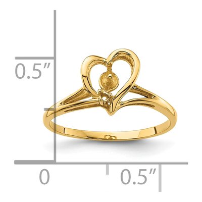 14K Yellow Gold Heart for Pearl Ring Mounting – view 6