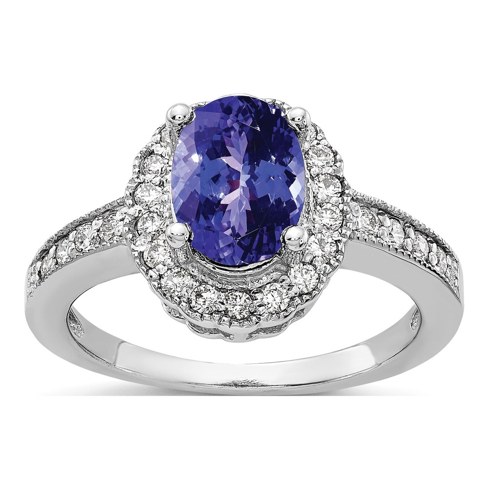 14K White Gold 1/4 ct tw Tanzanite & Diamond Oval Halo Ring