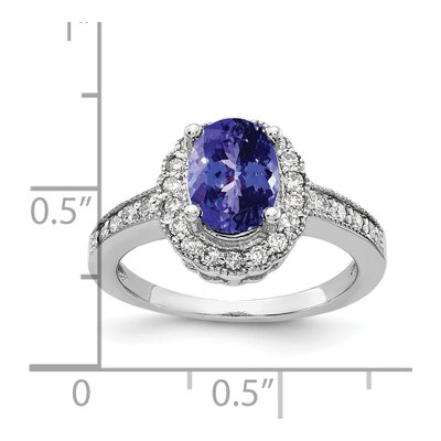 14K White Gold 1/4 ct tw Tanzanite & Diamond Oval Halo Ring – view 2