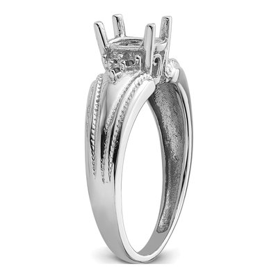 14K White Gold Oval Round Ring Mounting – view 5