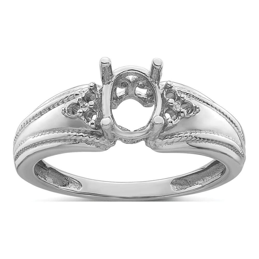 14K White Gold Oval Round Ring Mounting