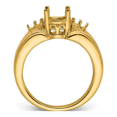 14K Yellow Gold Holds Round Oval Ring Mounting – view 3