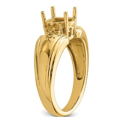 14K Yellow Gold Holds Round Oval Ring Mounting – view 5