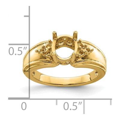 14K Yellow Gold Holds Round Oval Ring Mounting – view 6