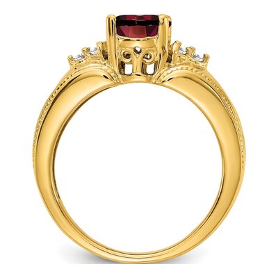 14K Yellow Gold 1/10 ct tw Garnet & Diamond Oval Ring – view 3