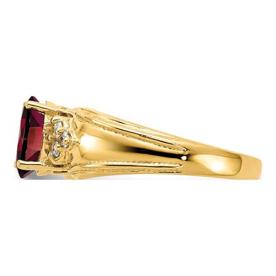 14K Yellow Gold 1/10 ct tw Garnet & Diamond Oval Ring – view 4