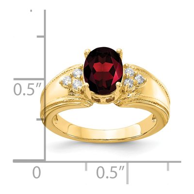 14K Yellow Gold 1/10 ct tw Garnet & Diamond Oval Ring – view 5