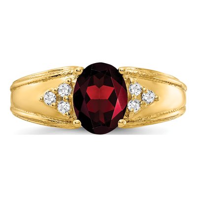14K Yellow Gold 1/10 ct tw Garnet & Diamond Oval Ring – view 6