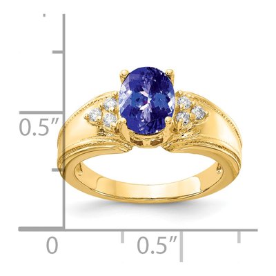 14K Yellow Gold 1/10 ct tw Tanzanite & Diamond Oval Ring – view 2