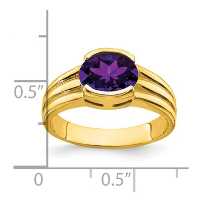 14K Yellow Gold Amethyst Oval East-West Ring – view 2