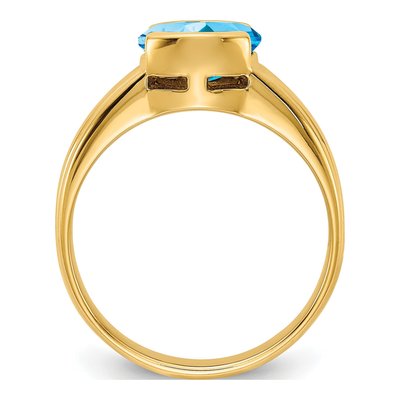 14K Yellow Gold Swiss Blue Topaz Oval Ring – view 2