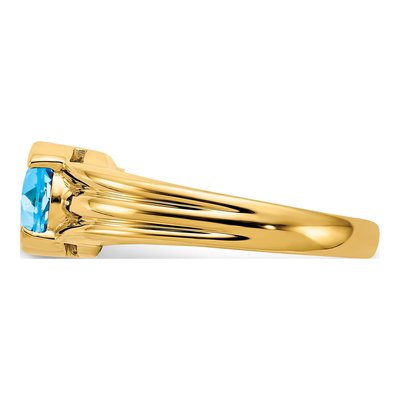 14K Yellow Gold Swiss Blue Topaz Oval Ring – view 3