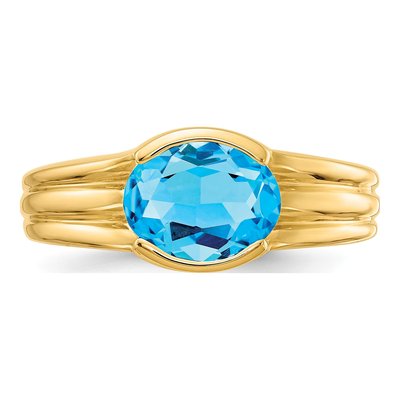 14K Yellow Gold Swiss Blue Topaz Oval Ring – view 4