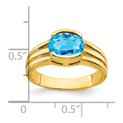 14K Yellow Gold Swiss Blue Topaz Oval Ring – view 5