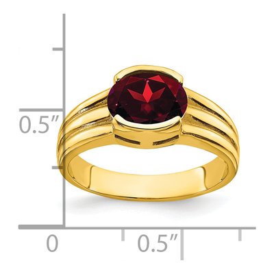 14K Yellow Gold Garnet Oval East-West Ring – view 3