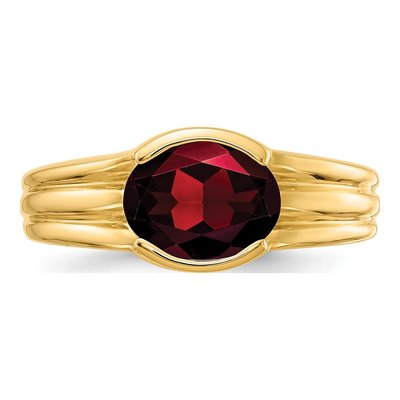 14K Yellow Gold Garnet Oval East-West Ring – view 5