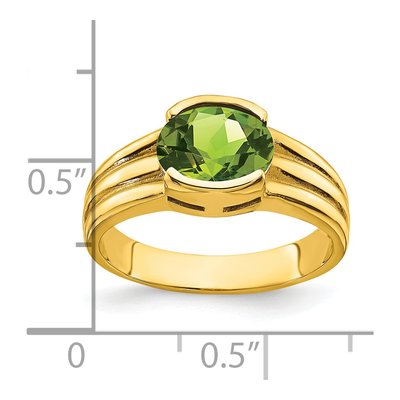 14K Yellow Gold Peridot Oval East-West Ring – view 2