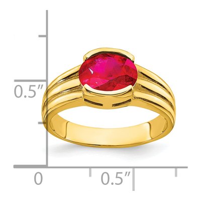 14K Yellow Gold Ruby Oval East-West Ring – view 2